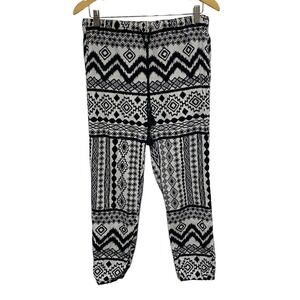 Madewell Pants Womens S Black White Batik Bohemian Elastic Waist Jogger Ankle